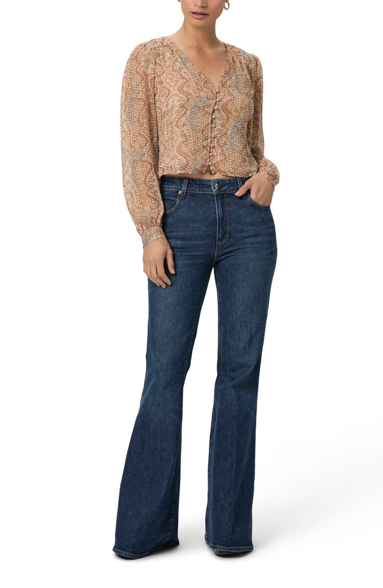 PAIGE Dezi Balloon Sleeve Silk Blend Top, Alternate, color, Honey Multi