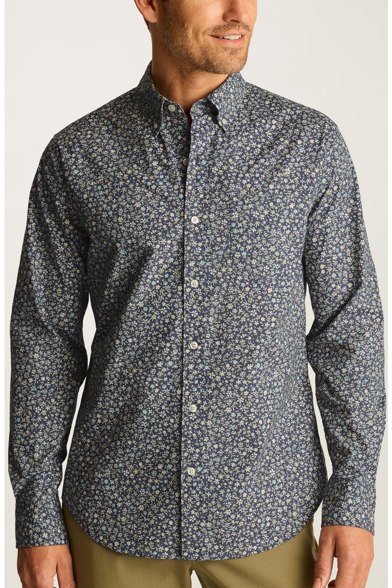 Everyday Slim Fit Microcheck Stretch Cotton Button-Down Shirt, Main, color, PRESCOTT FLORAL