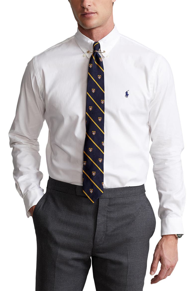 Washed Pinpoint Oxford Button-Down Shirt, Main, color, WHITE
