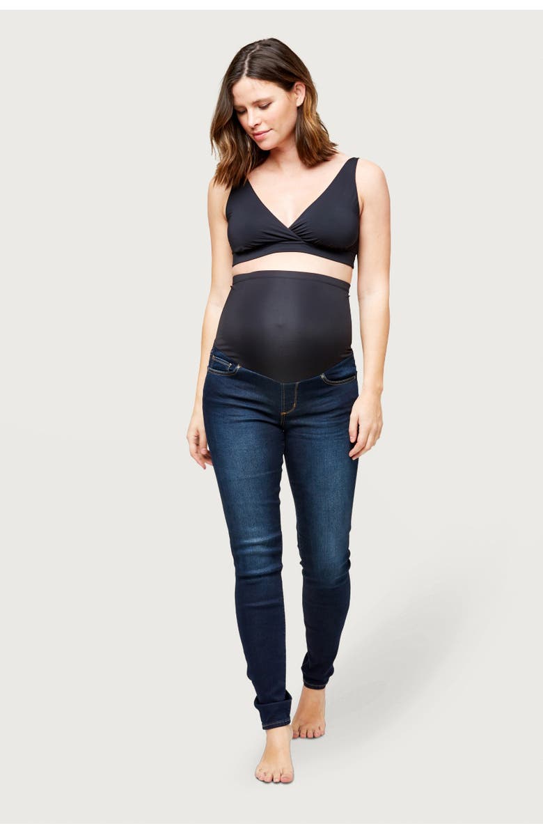 Nom Maternity Soho Maternity Over-the-belly Jeans, Main, color, Dark Wash