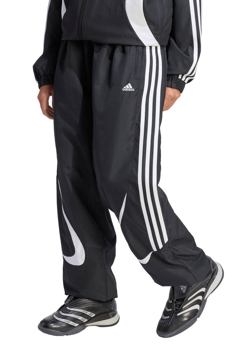 Kids' Teamgeist Loose Fit Track Pants, Alternate, color, BLACK/ WHITE/ WHITE