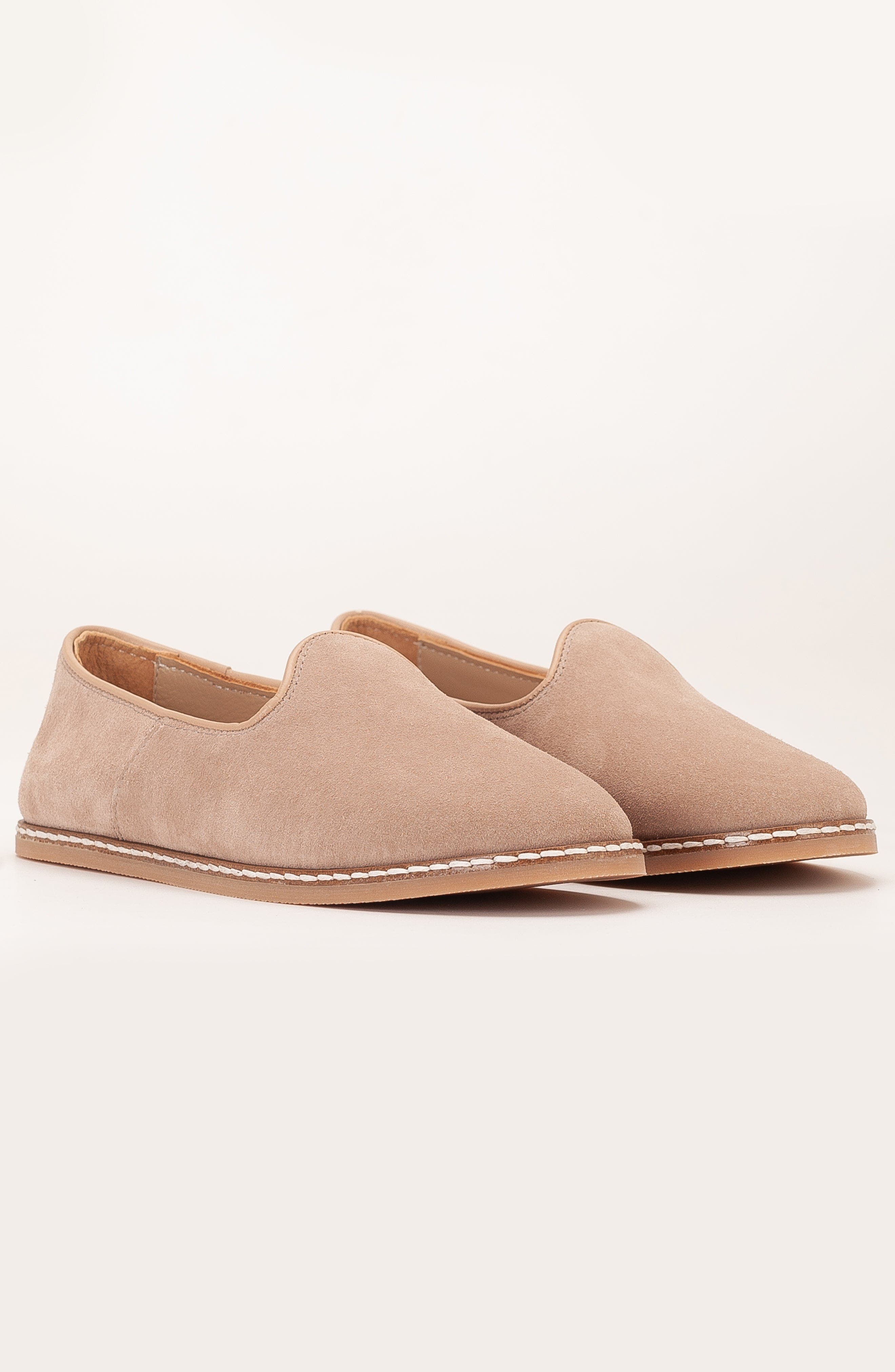 Istanbul Suede Leather Slip On Flats, Alternate, color, Beige Suede Leather