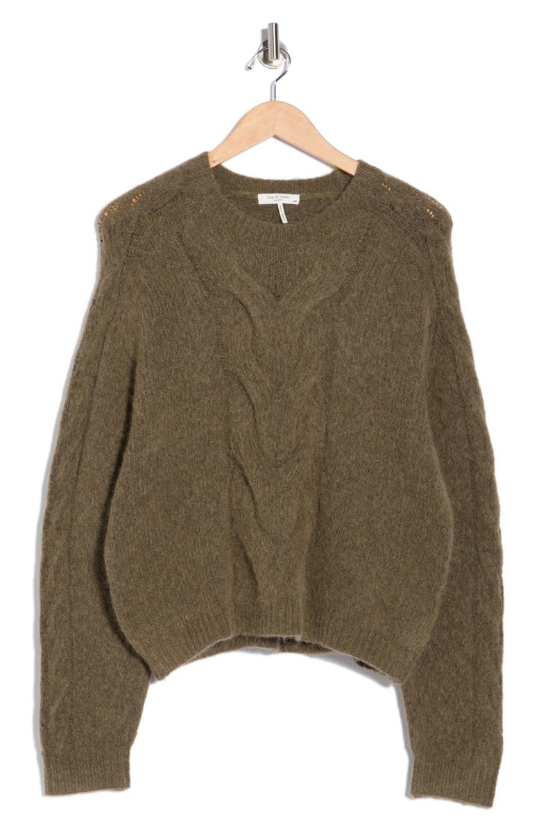rag & bone Maia Cable Knit Sweater, Alternate, color, Gravel