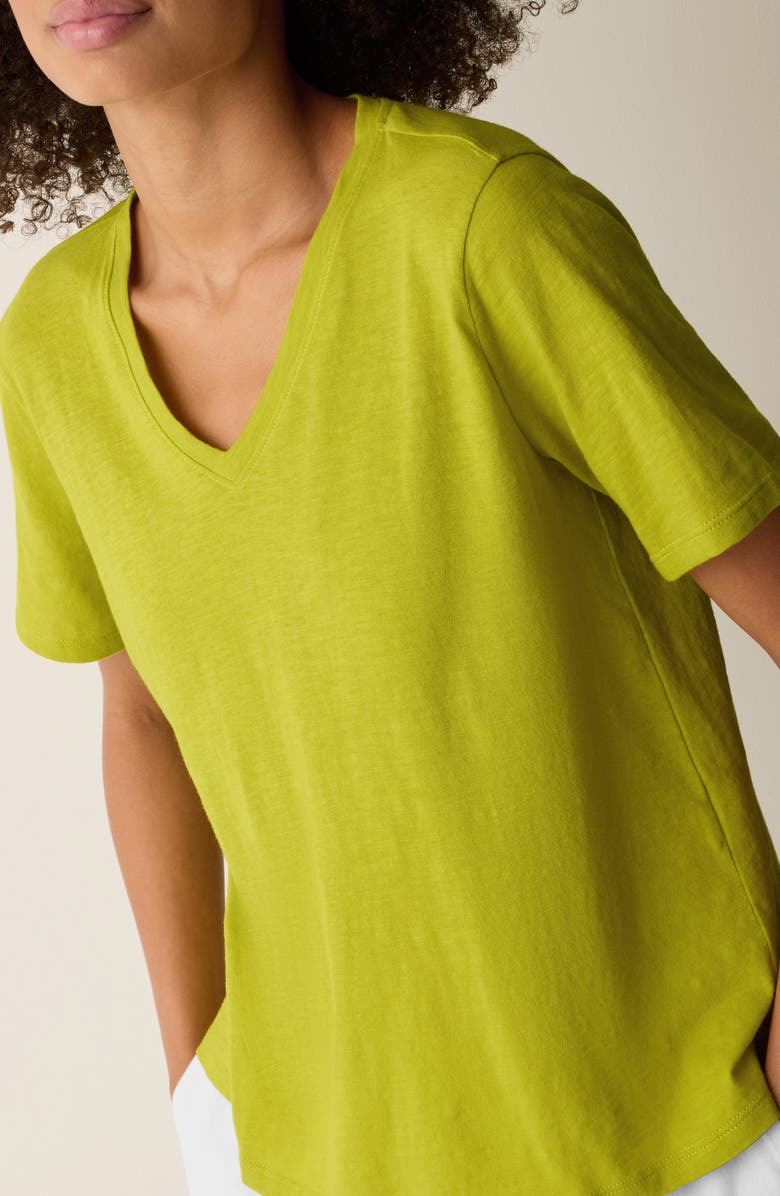 Eileen Fisher Easy V-Neck Organic Cotton T-Shirt, Alternate, color, Citron
