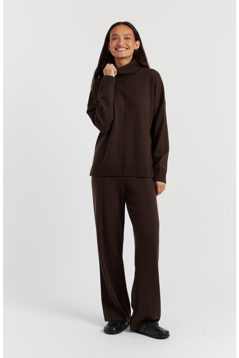 Relaxed Roll Neck Wool & Cashmere Sweater, Alternate, color, Chocolate