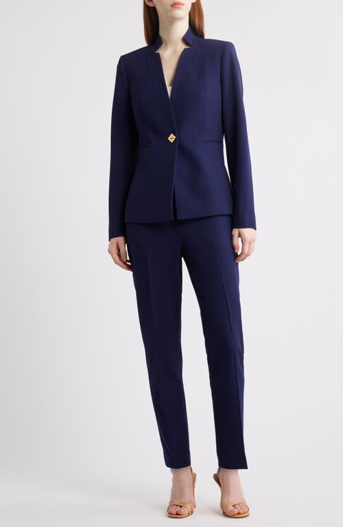 Tahari Asl Notch Neck One-button Jacket In Midnight Navy