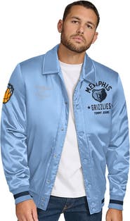 TOMMY JEANS Men's Tommy Jeans Light Blue Memphis Grizzlies Jacob Chain Stitch Applique Full-Snap Varsity Jacket