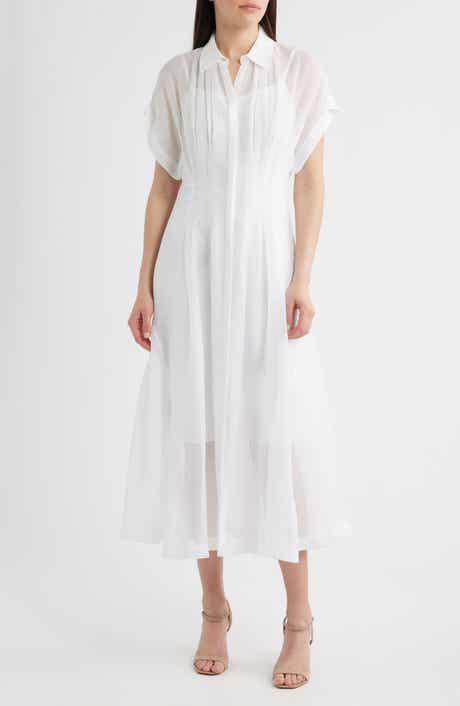 Davinata Pleated Sheer Shirtdress
