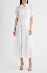BOSS Davinata Pleated Sheer Shirtdress