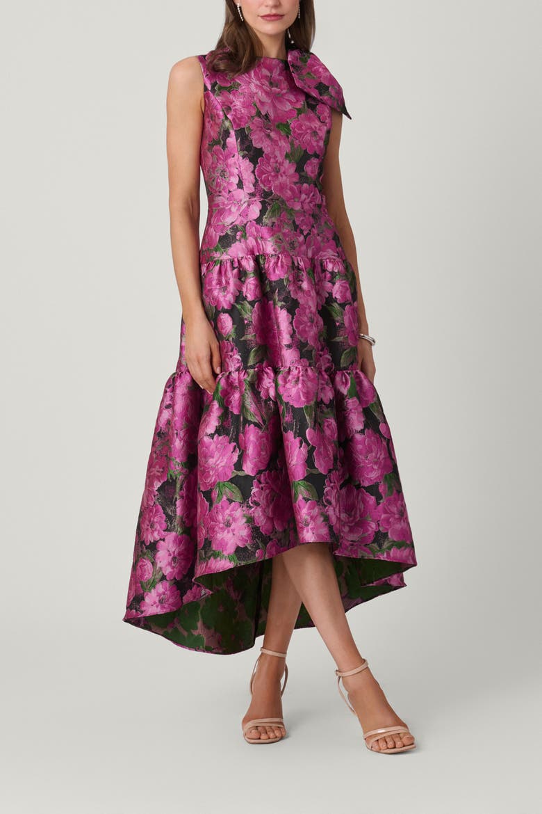 Essex Floral Jacquard Kelsey Dress, Main, color, Magenta/Green