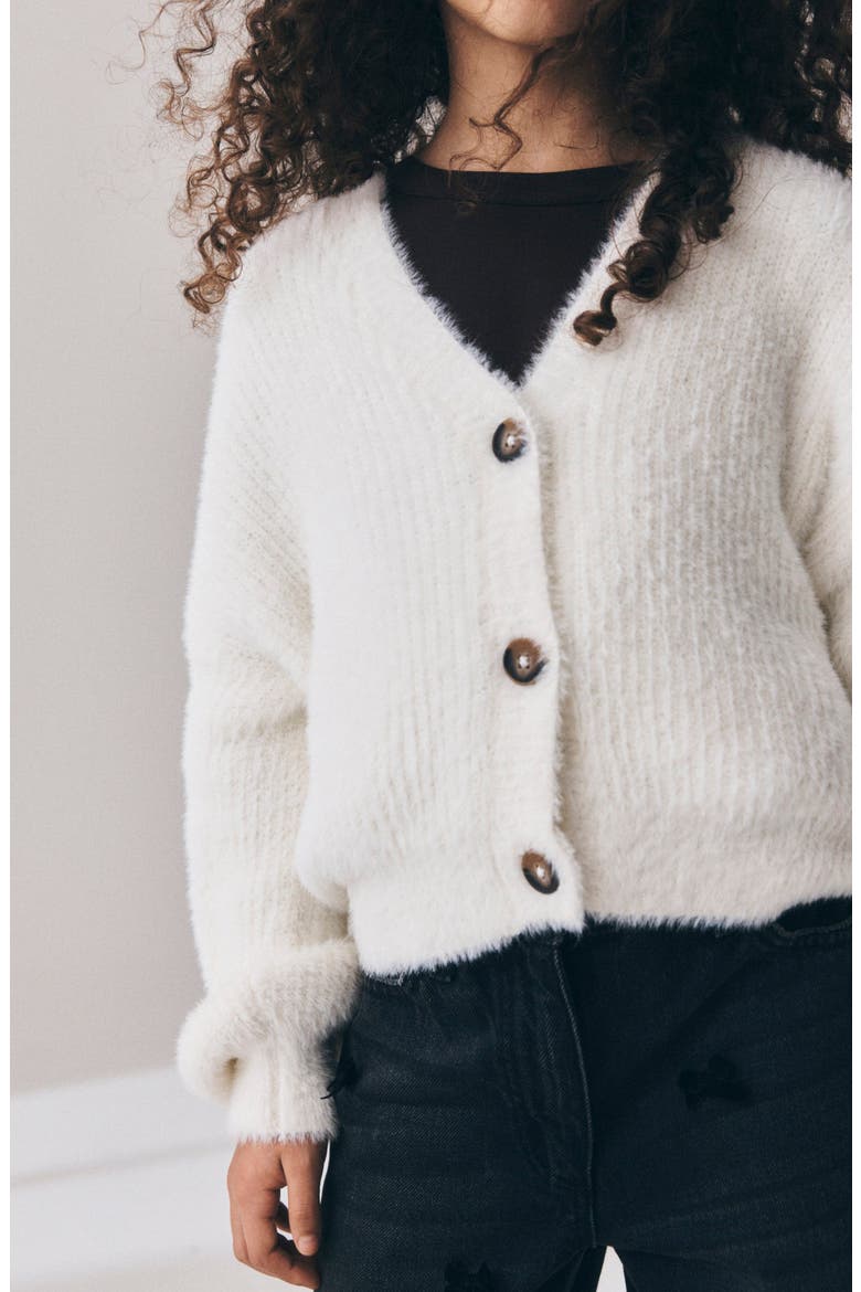 Kids' Eyelash Knit Cardigan, Alternate, color, WHITE