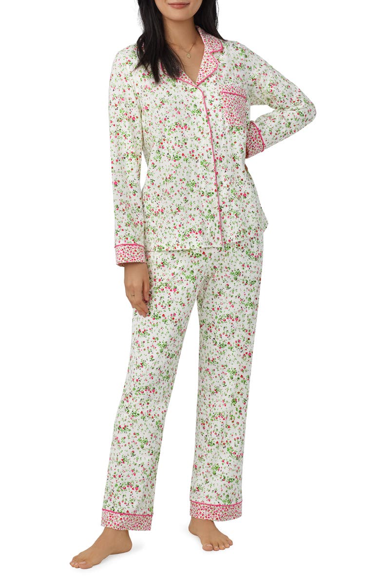 BedHead Pajamas Floral Print Stretch Organic Cotton Pajamas, Main, color, 