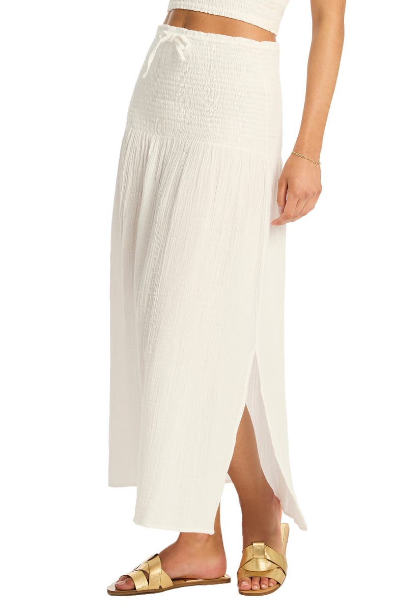 Sea Level Sunset Beach Cotton Gauze Cover-Up Skirt, Alternate, color, White