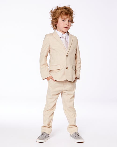 DEUX PAR DEUX DEUX PAR DEUX LITTLE BOY'S TWO BUTTON BLAZER LIGHT TAUPE 
