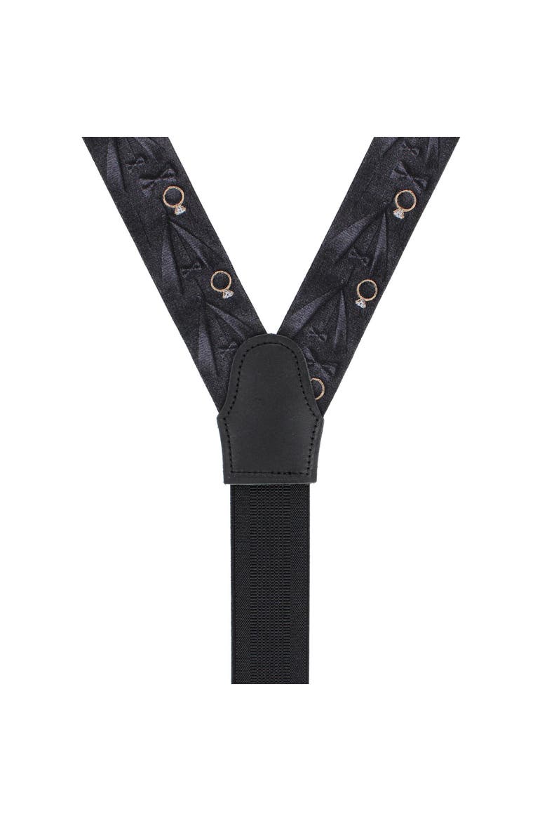 Will You Marry Me Silk Novelty Formal End Suspenders, Alternate, color, Black