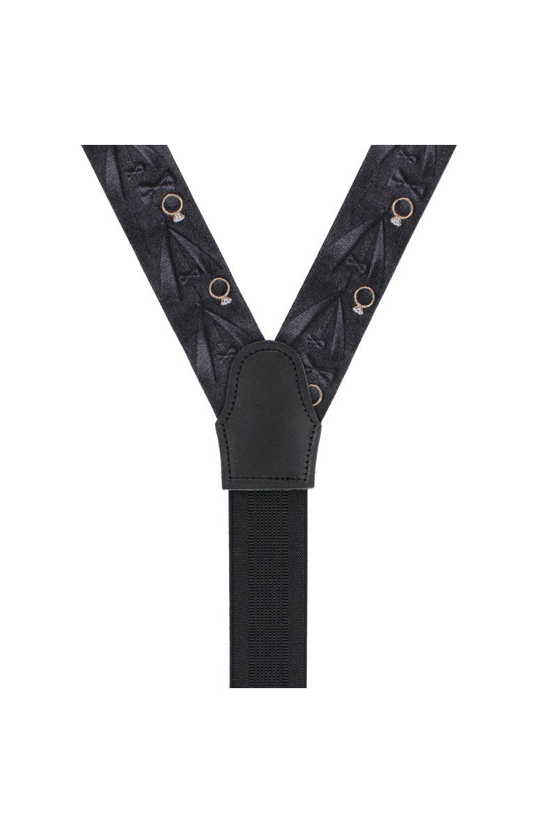 Trafalgar Will You Marry Me Silk Novelty Formal End Suspenders, Alternate, color, Black