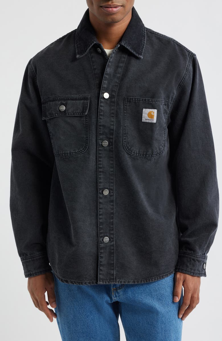 Carhartt Work In Progress Mitch Cotton Canvas Shirt Jacket, Alternate, color, Black / Black (Dusky Canvas)