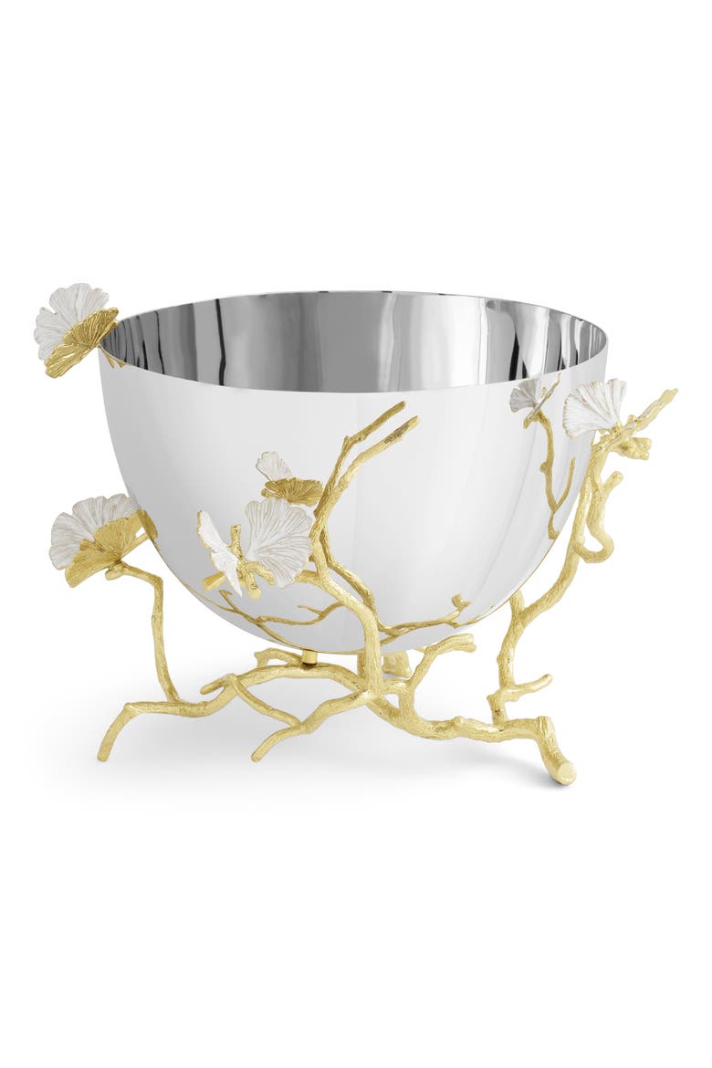 Butterfly Ginkgo Serving Bowl, Main, color, GOLD/ SILVER