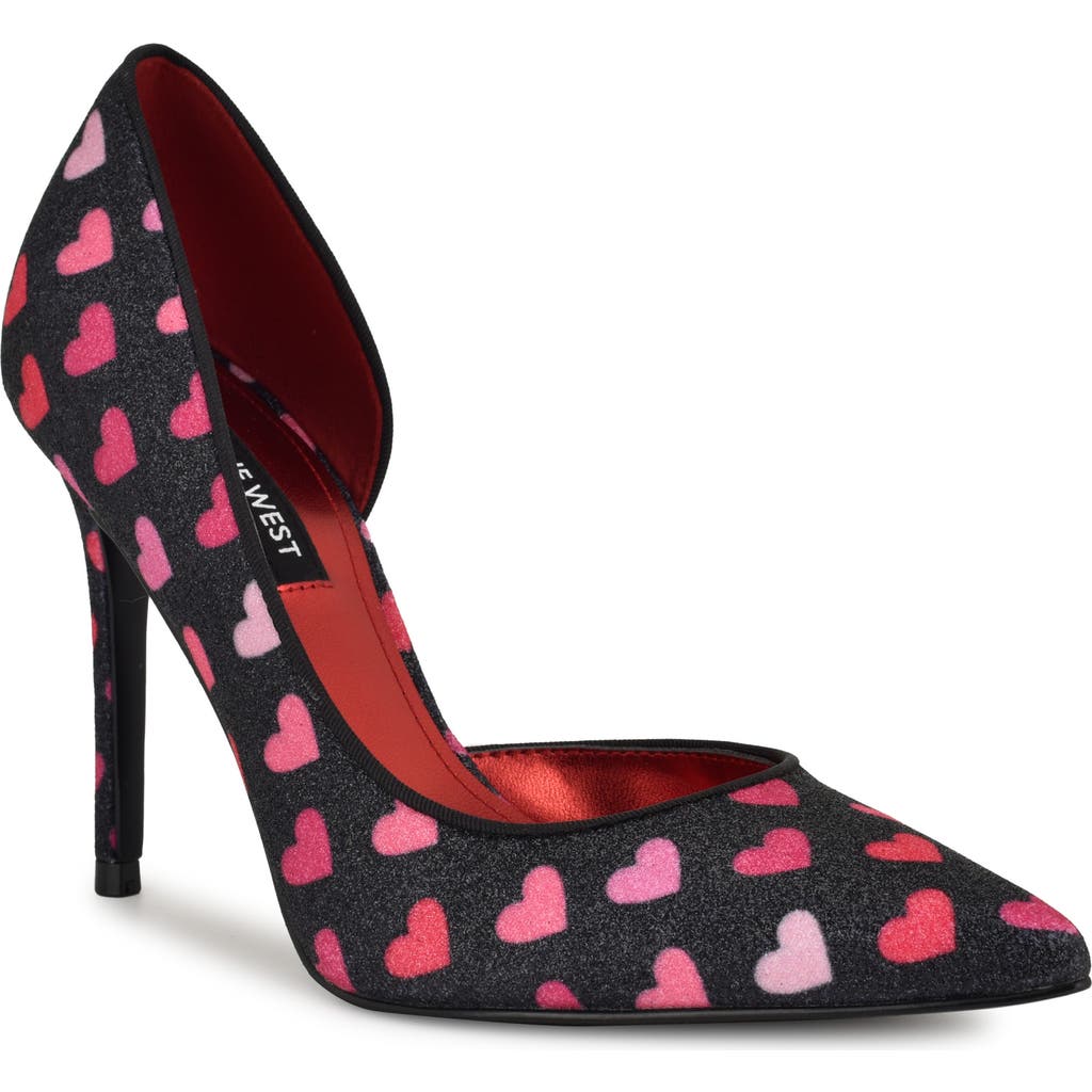 Nine West Folowe Pump In Black With Pink Hearts