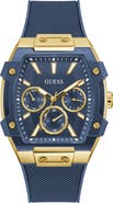 GUESS Phoenix Tonneau Multifunction Silicone Strap Watch, 44mm x 51mm