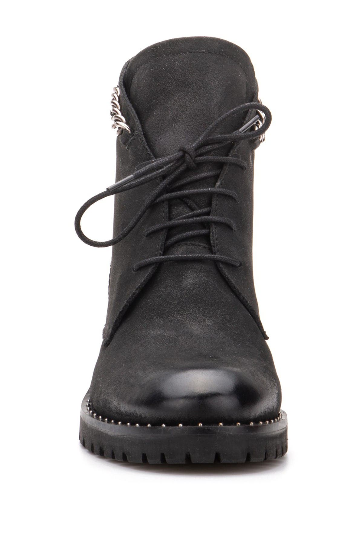 VINTAGE FOUNDRY Olga Chain Trim Leather Lace-Up Boot, Alternate, color, Black