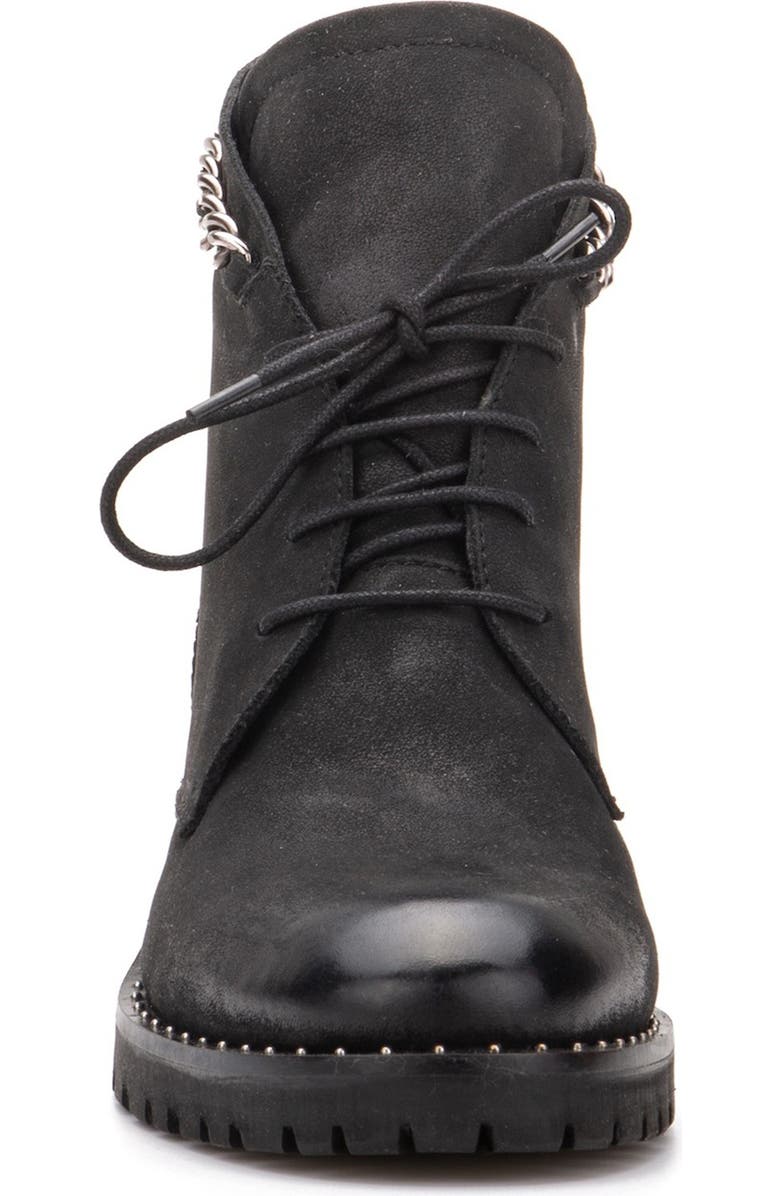 VINTAGE FOUNDRY Olga Chain Trim Leather Lace-Up Boot, Alternate, color, Black