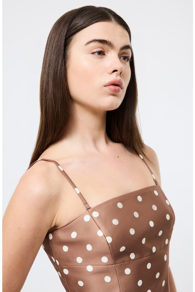 Polka Dot Taffeta Fit & Flare Minidress, Alternate, color, CAFE BROWN PORCELAIN CREAM
