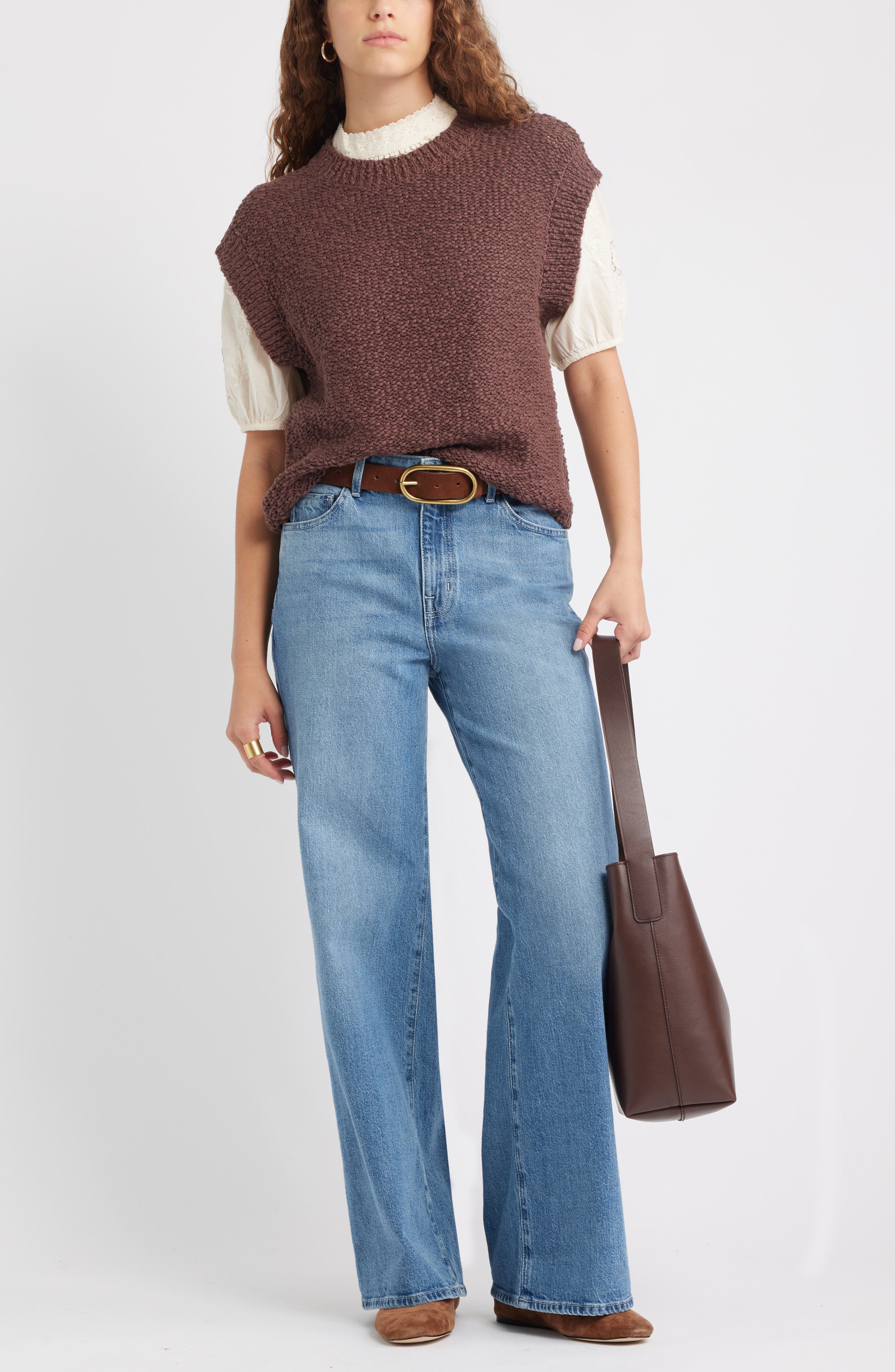 Slub Cotton Cap Sleeve Sweater - image 2