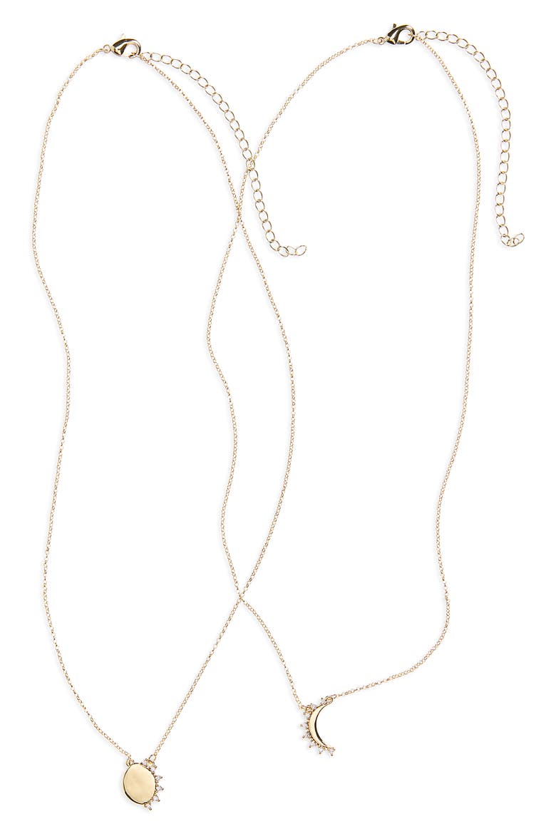 CZ You & Me Sun Pendant Necklace Set, Alternate, color, CLEAR- GOLD