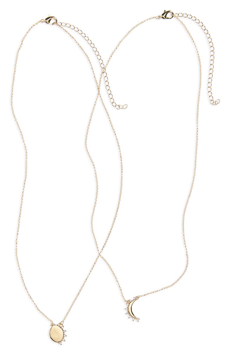 Leith CZ You & Me Sun Pendant Necklace Set, Alternate, color, Clear- Gold