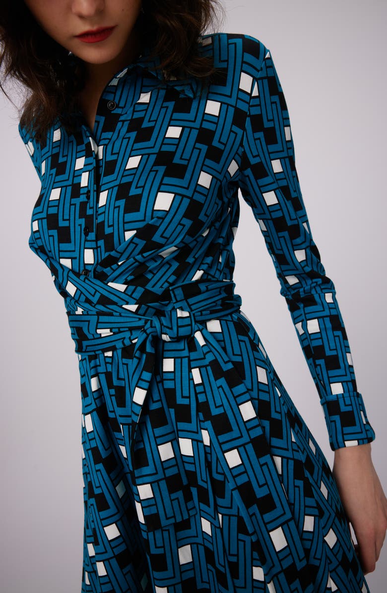 DVF Didi Geo Print Long Sleeve Wrap Shirtdress, Alternate, color, 