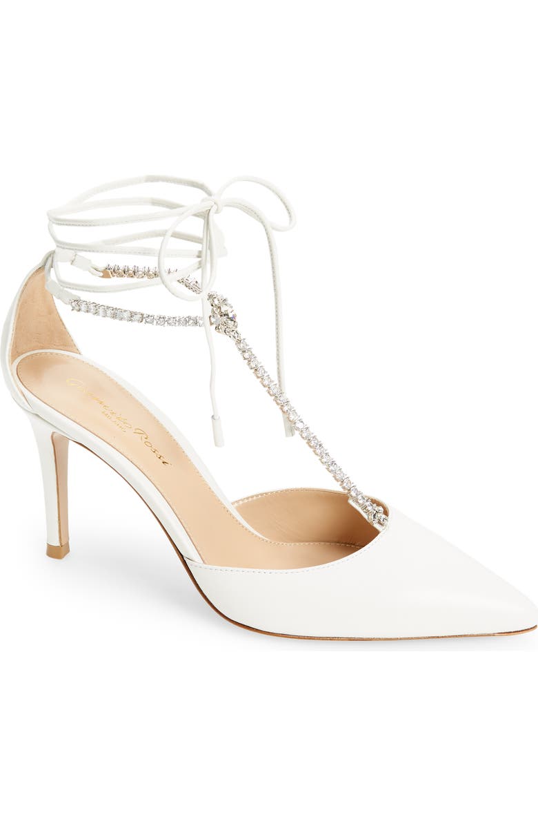 Gianvito Rossi Crystal T-Strap Pointed Toe Pump, Main, color,