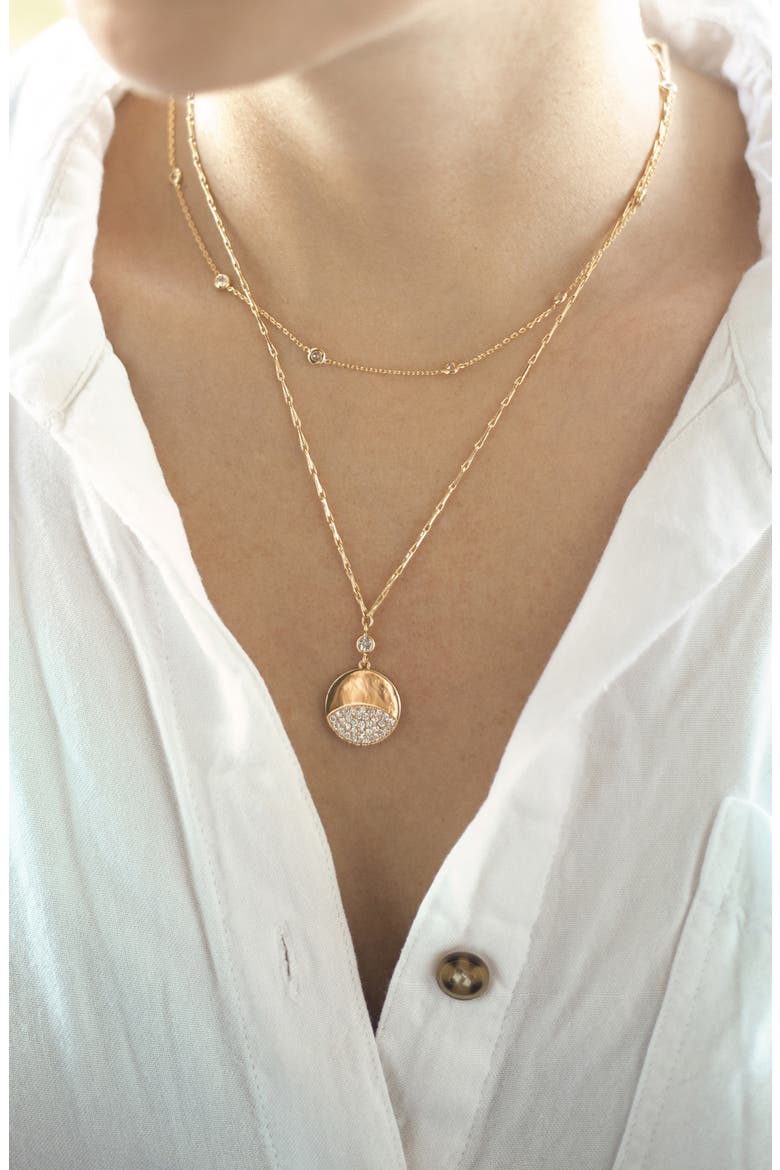 Set of 2 Crystal Necklaces, Alternate, color, GOLD