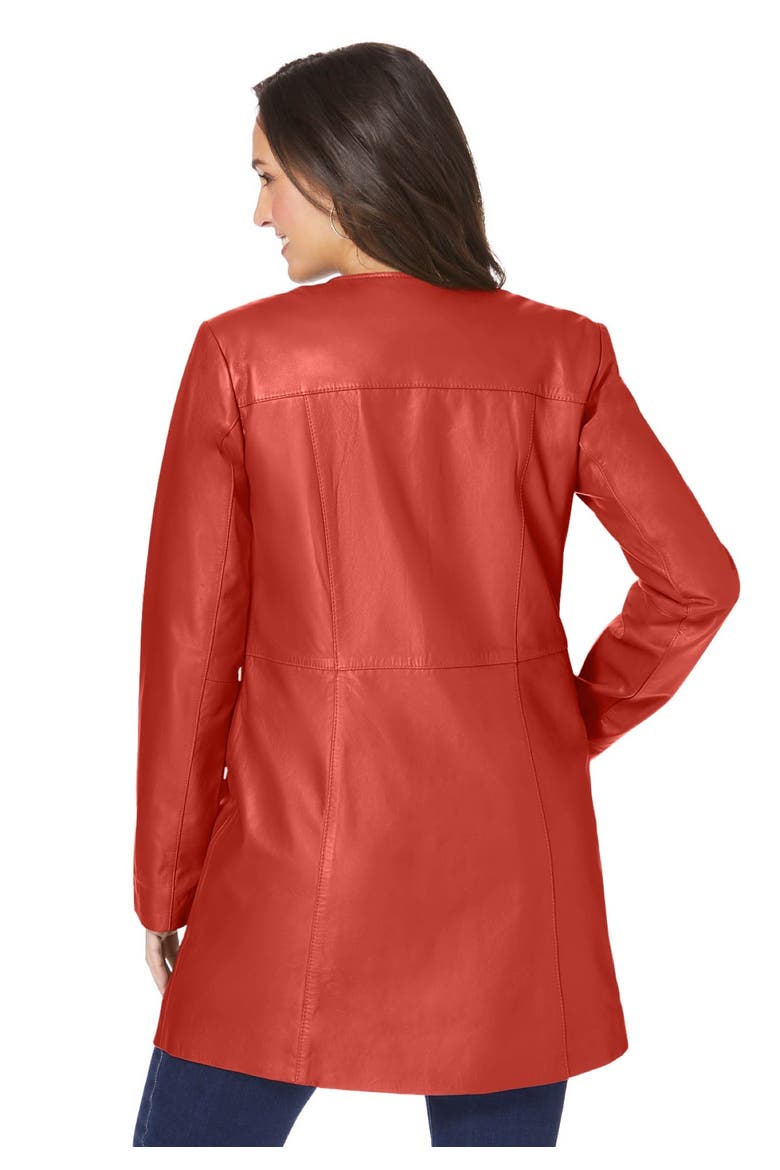 Three-Quarter Leather Jacket, Alternate, color, BURNT RED