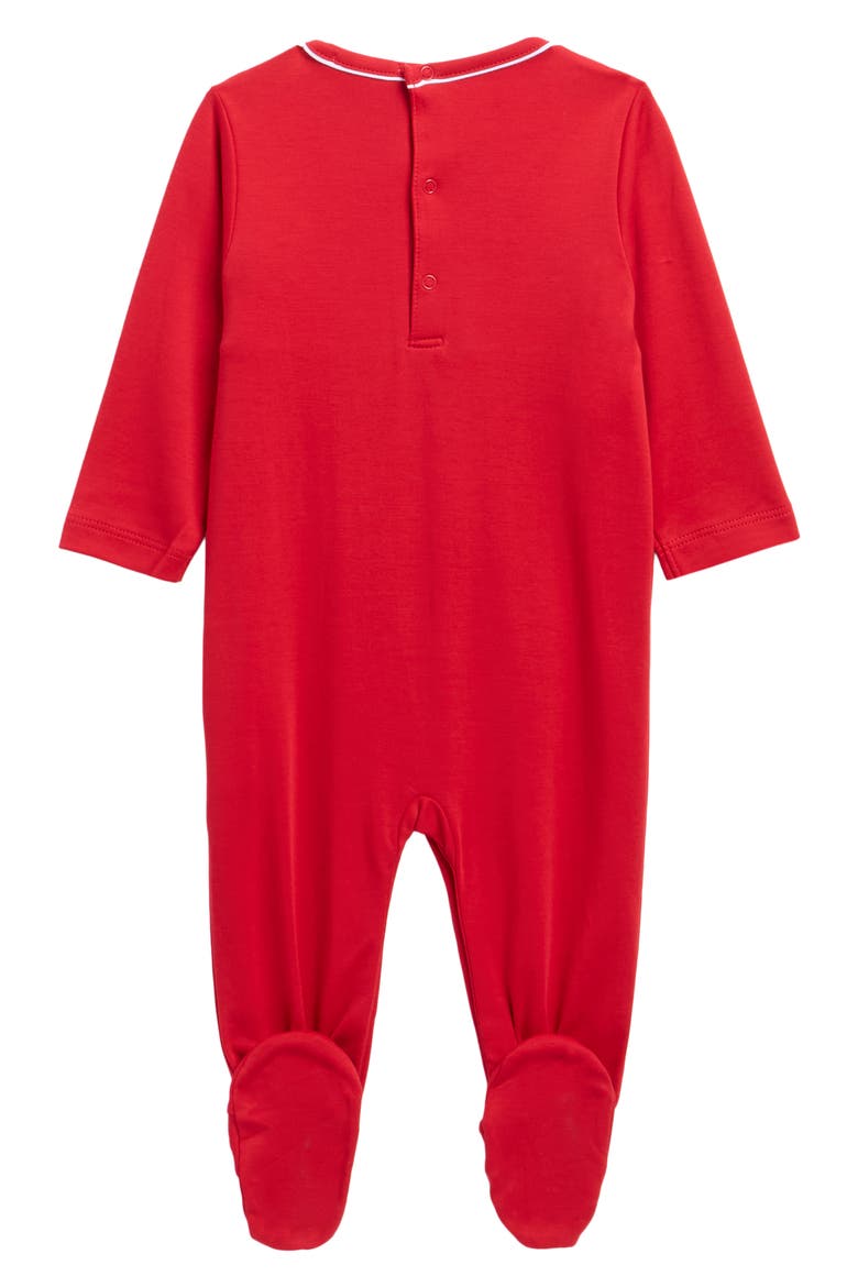 Santa Smocked Footie, Alternate, color, RED