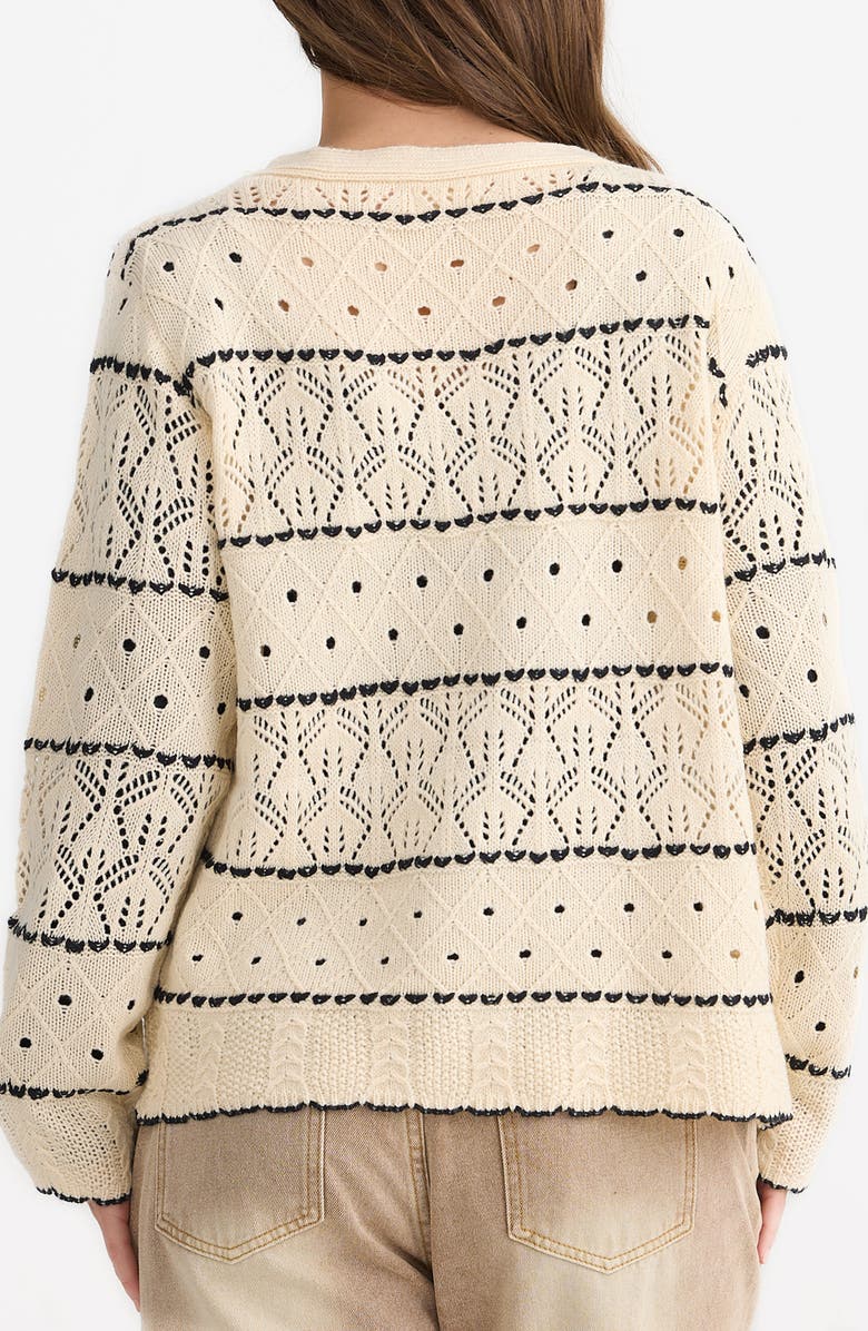 Talisman the Label Zali Open Stitch Cardigan, Alternate, color, Natural W Black
