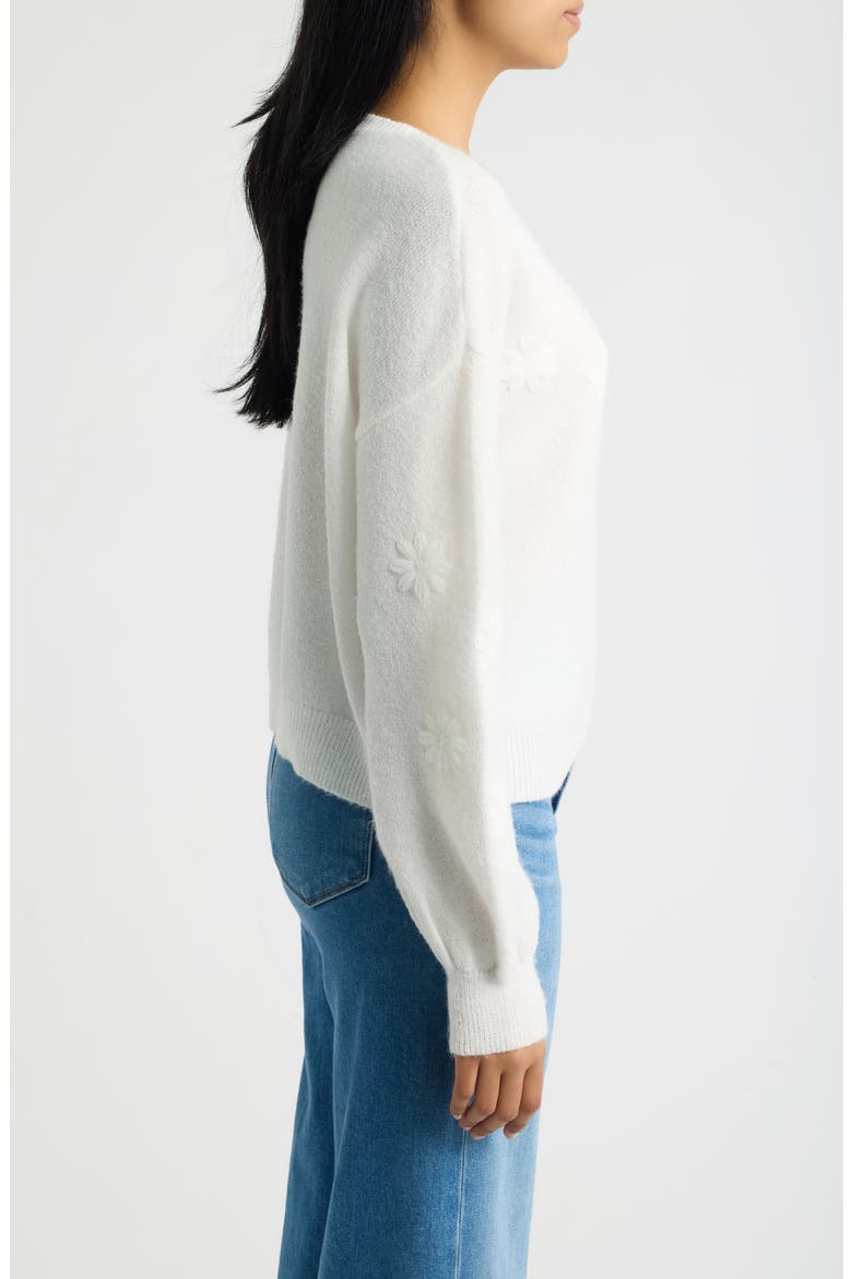 Embroidered Floral Sweater, Alternate, color, WHITE