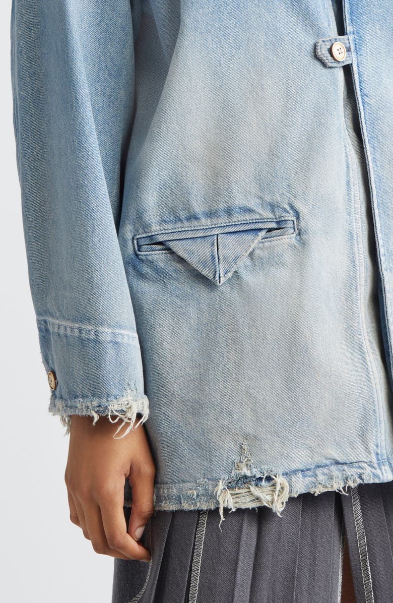 KURO Distressed Denim Half Coat, Alternate, color, Light Indigo