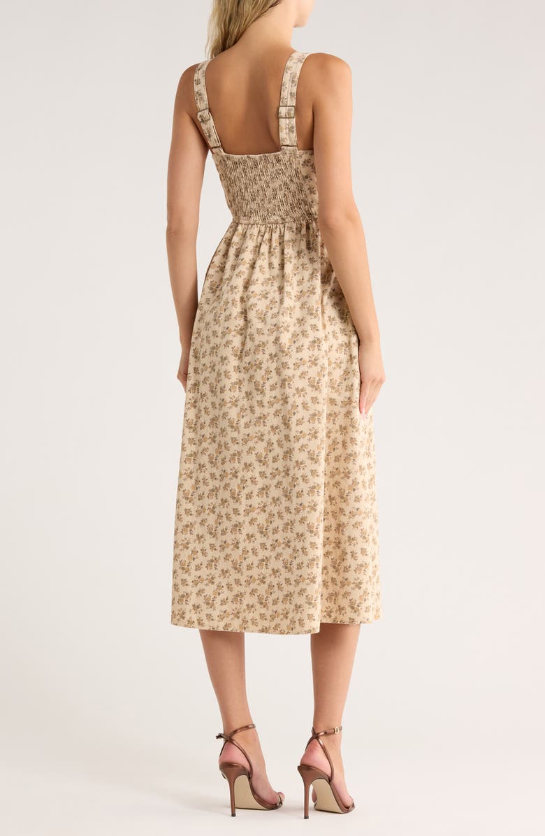 Blu Pepper Floral Corset A-Line Midi Dress, Alternate, color, Sand Multi