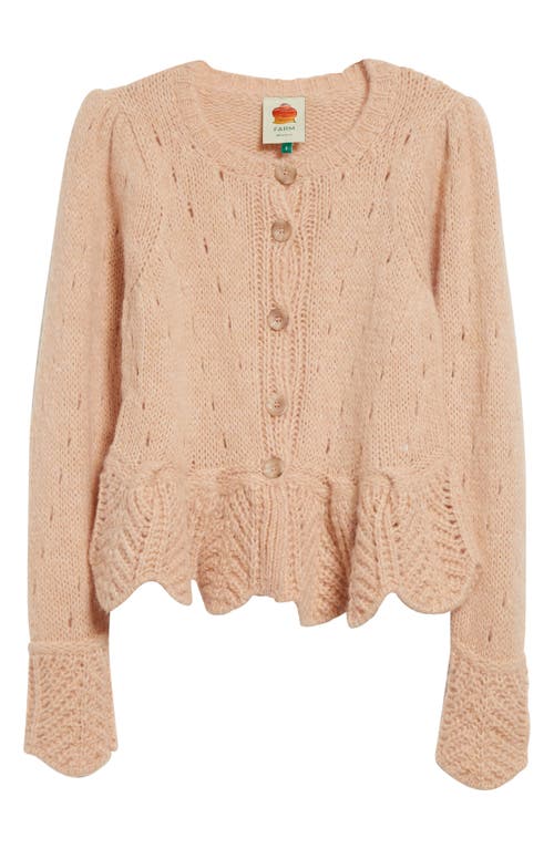 Farm Rio Ruffle Cardigan In Sand
