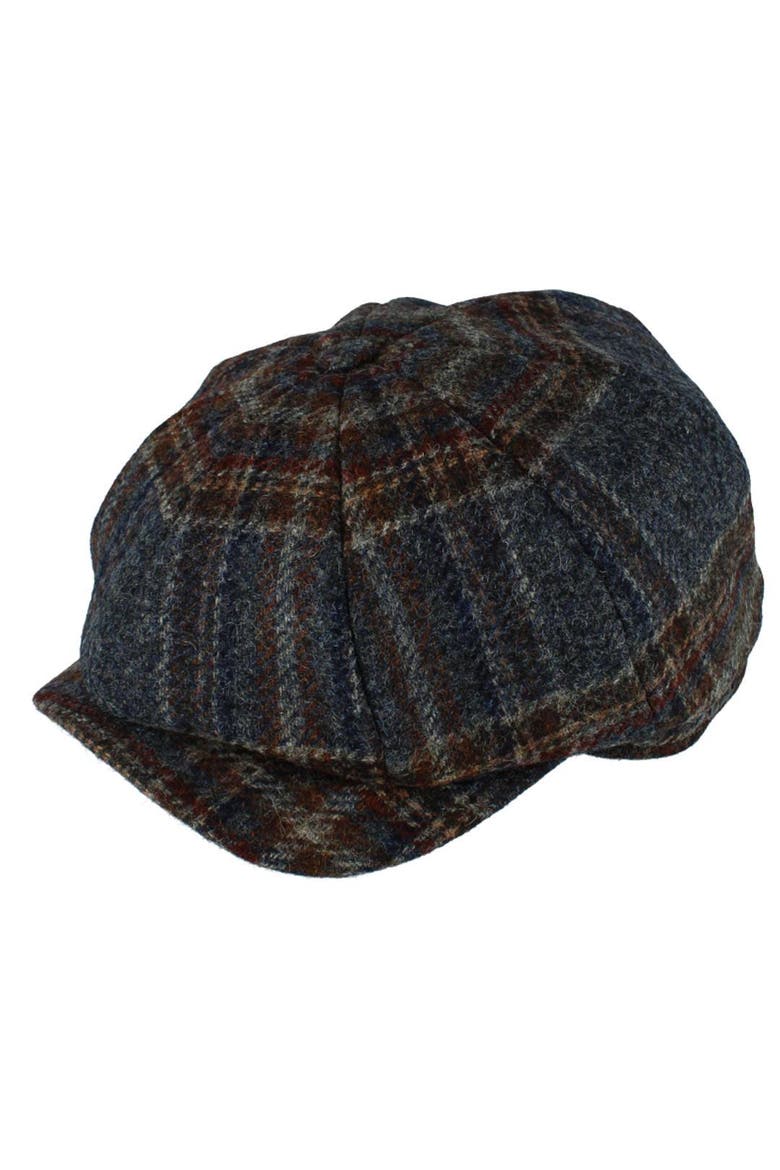 Men's Tweed Check Melange Classic Newsboy Cap, Alternate, color, Navy Melange