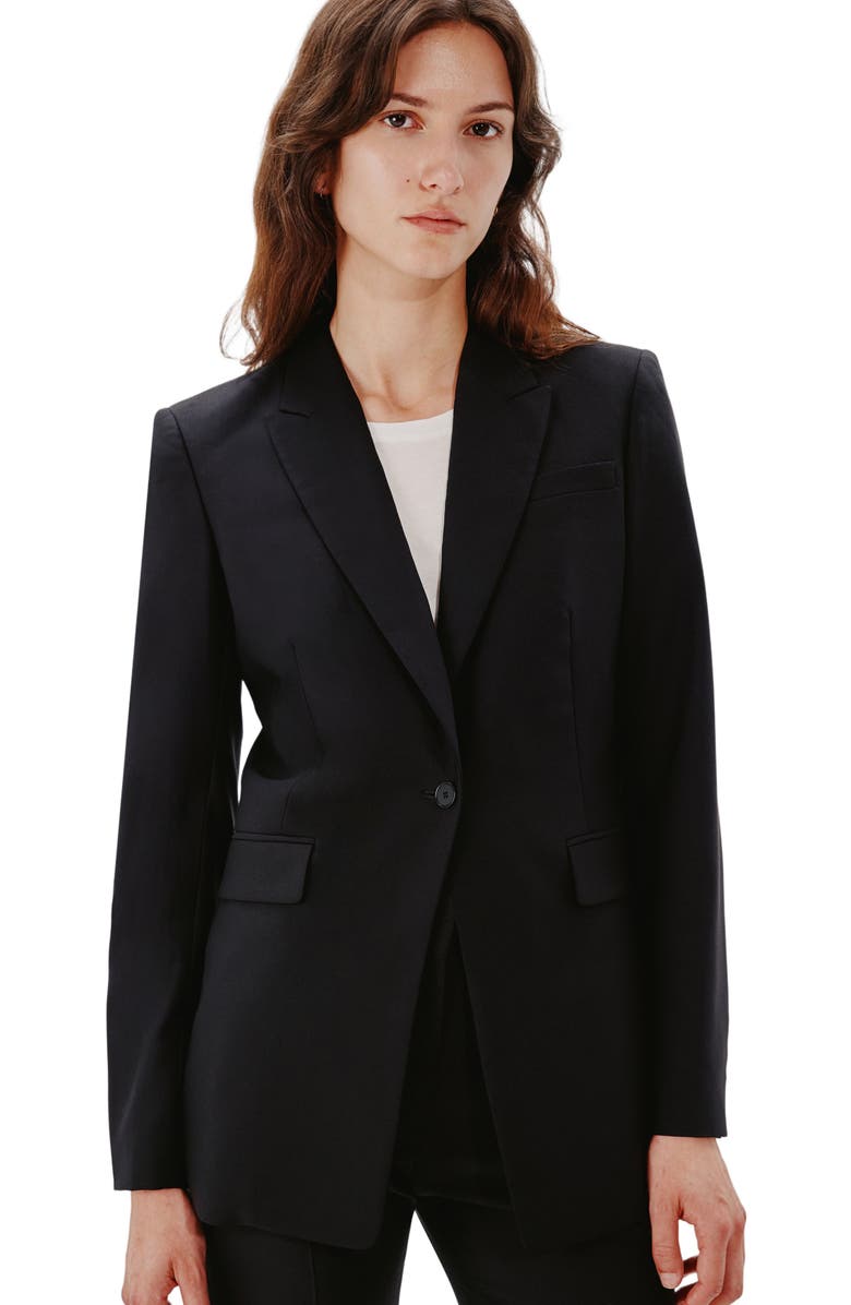 Another Tomorrow Single Button Jacket, Alternate, color, Black