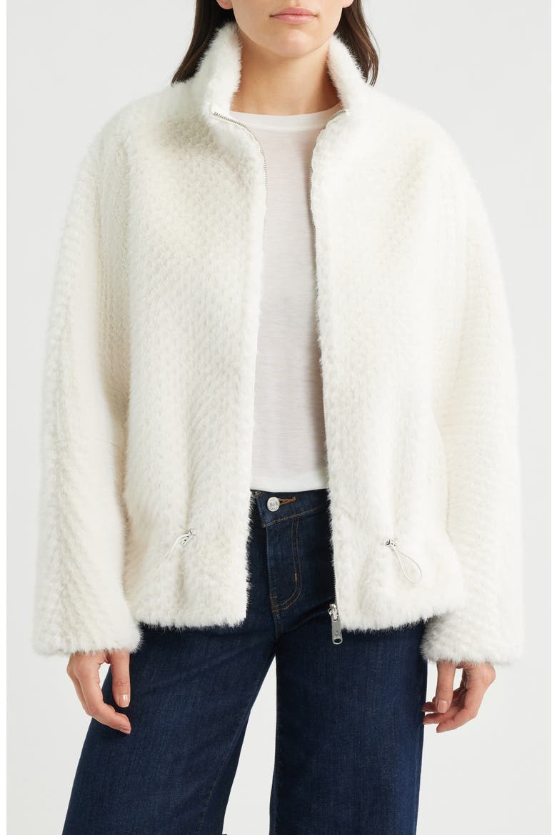 Reversible Peplum Faux Fur Jacket, Main, color, CREAM