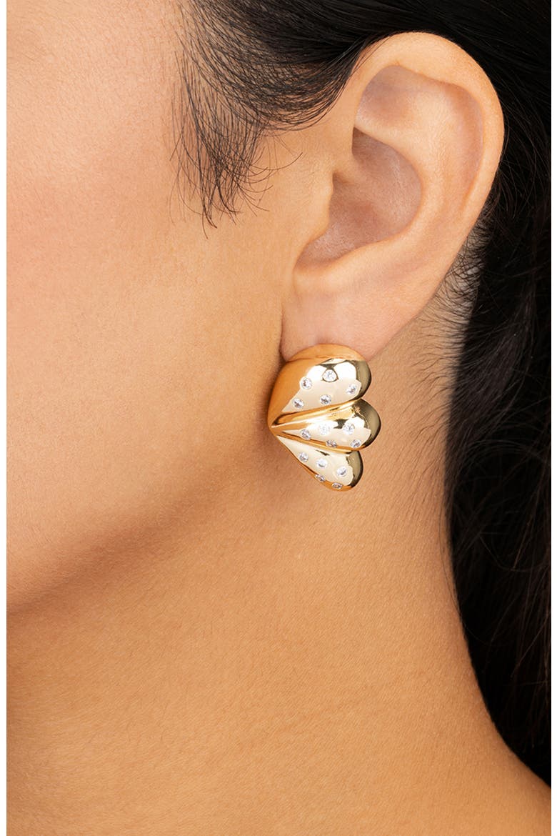 Twyla Cubic Zirconia Winged Stud Earring, Alternate, color, GOLD