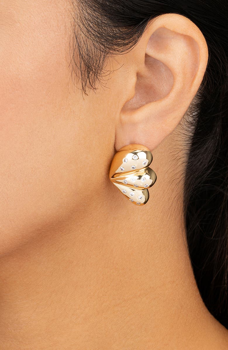 Sterling Forever Twyla Cubic Zirconia Winged Stud Earring, Alternate, color, Gold