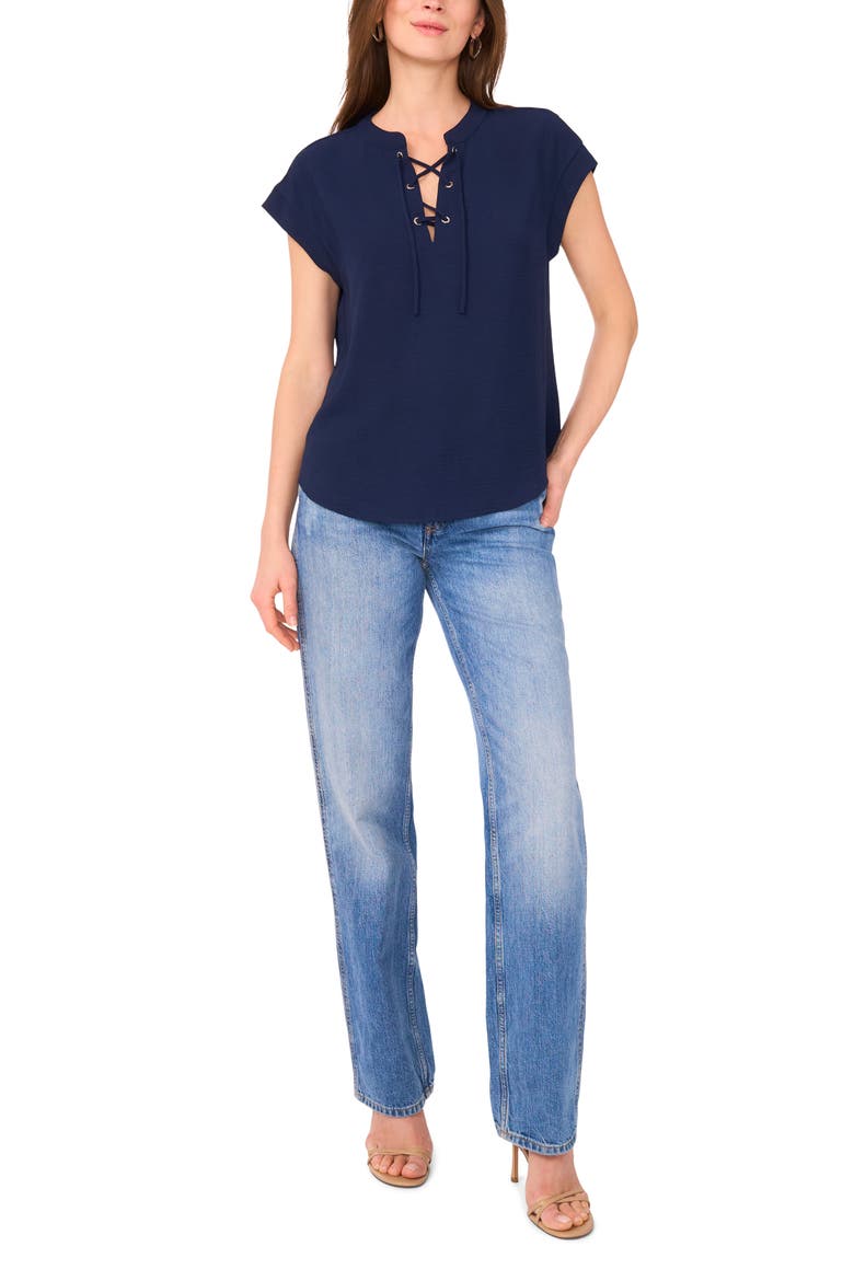 Crinkle Lace-Up Top, Alternate, color, JBS NAVY