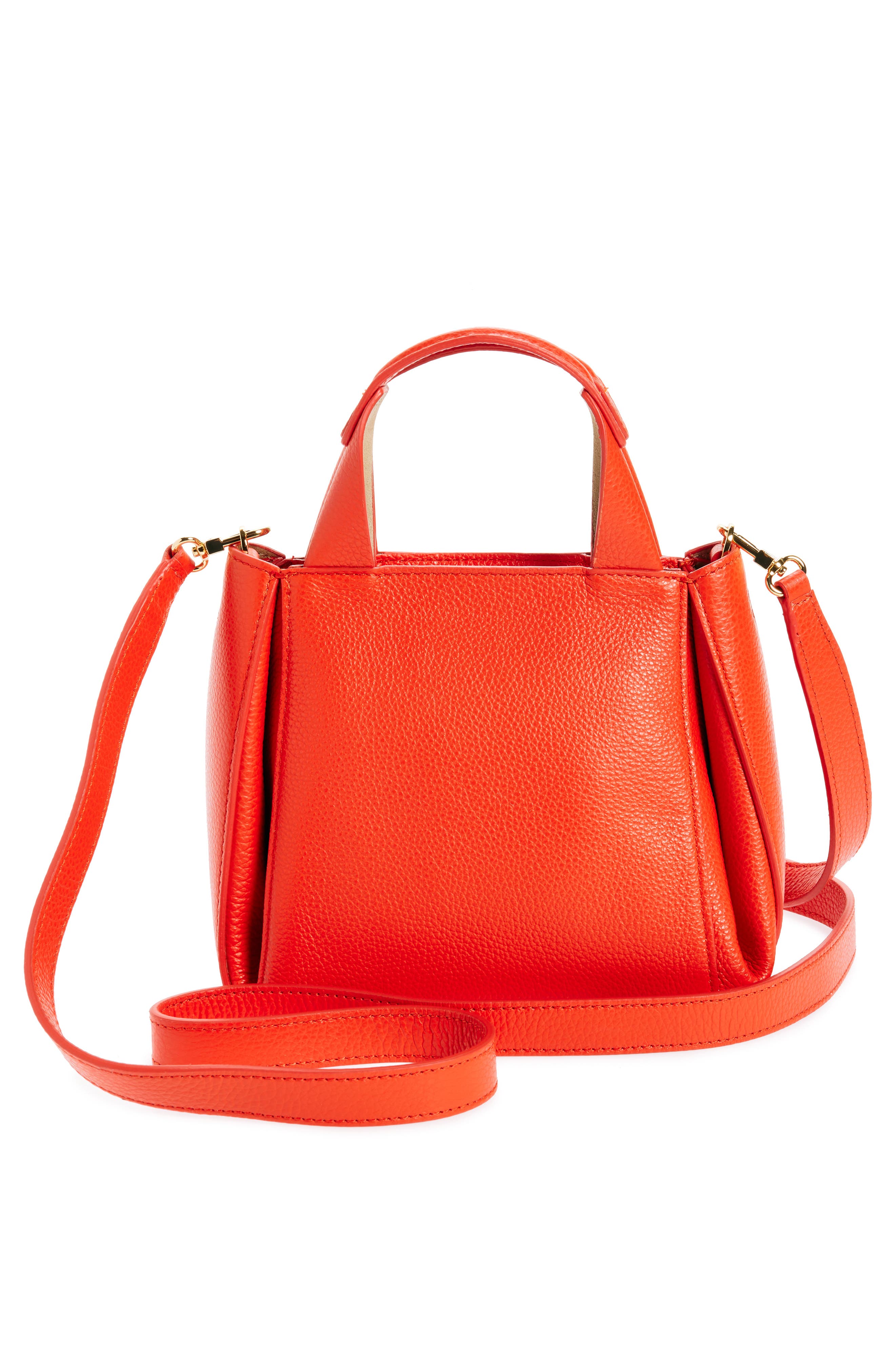 Ree Projects Mini Avy Pebbled Leather Top Handle Bag, Alternate, color, Flame
