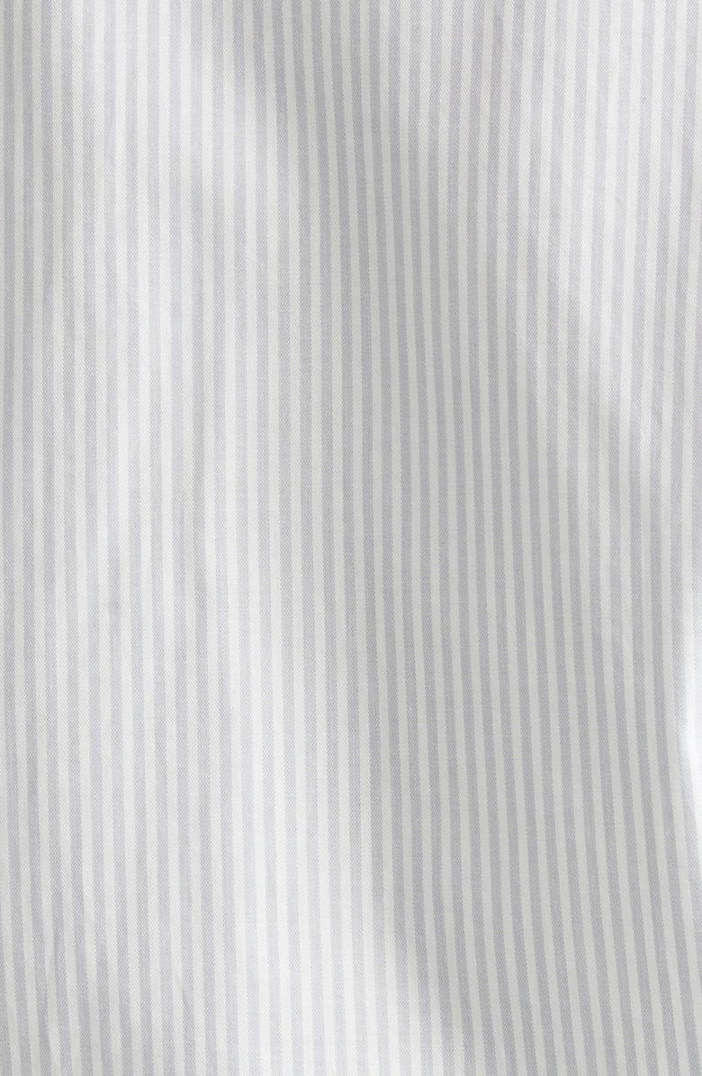 Saint Laurent Stripe Longline Cotton Button-Up Shirt, Alternate, color, Blanc Gris