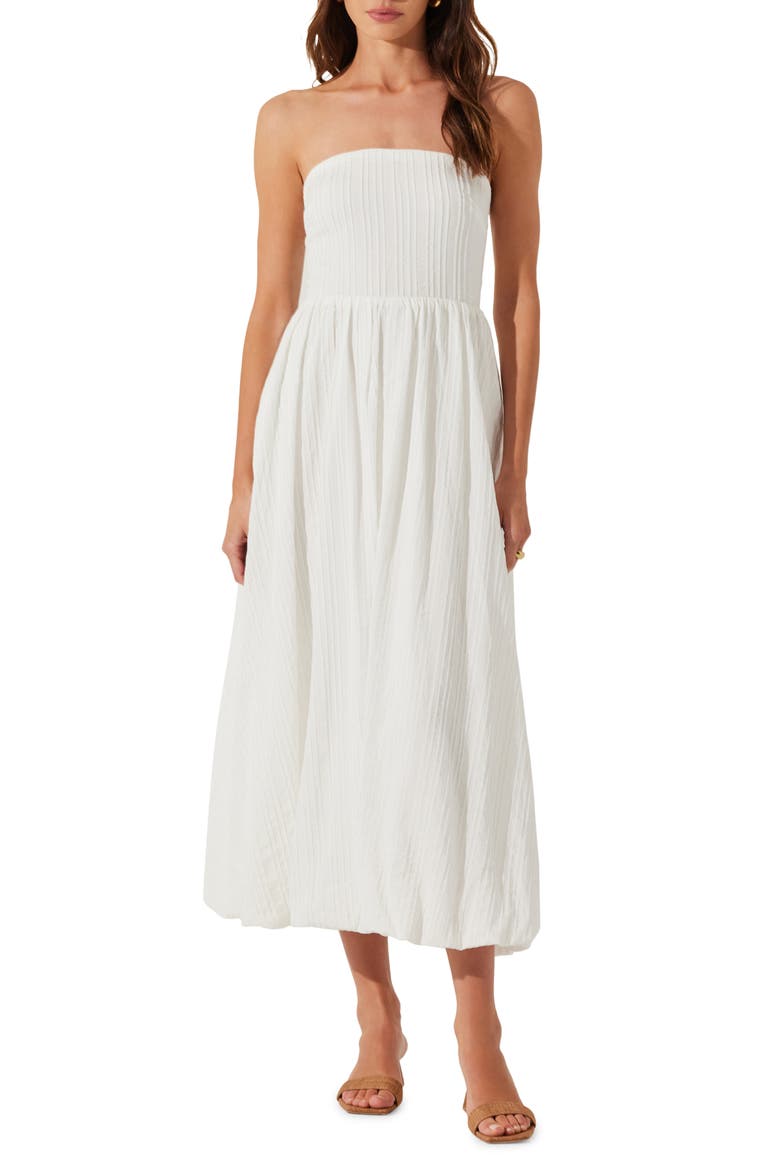 Strapless Bubble Hem Dress, Main, color, CREAM