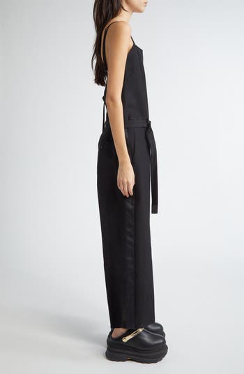 Sacai Belted Cotton & Silk Double Face Jumpsuit | Nordstrom